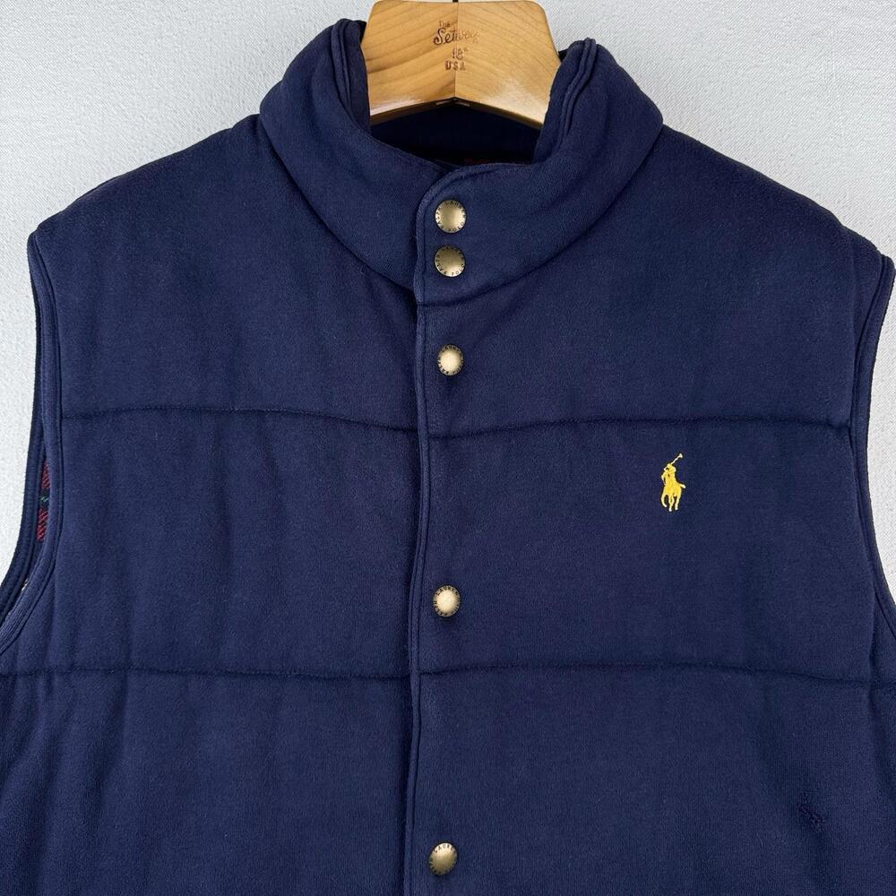 90’s Vintage Polo Ralph Lauren Mens XL Cotton Puffer Vest Jacket Navy Blue *Read - Picture 5 of 9